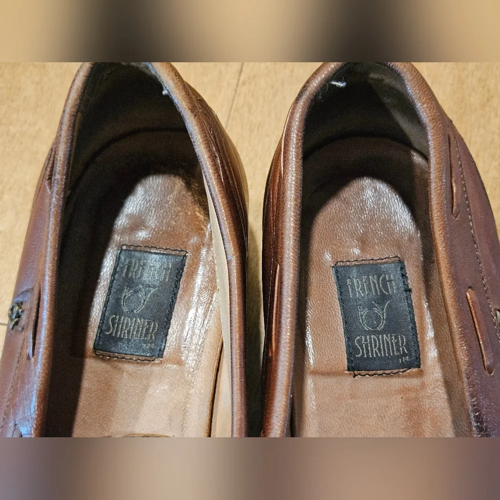 Vintage FRENCH SHRINER Men’s 10.5 N Brown Leather Penny Loafers HERITAGE
